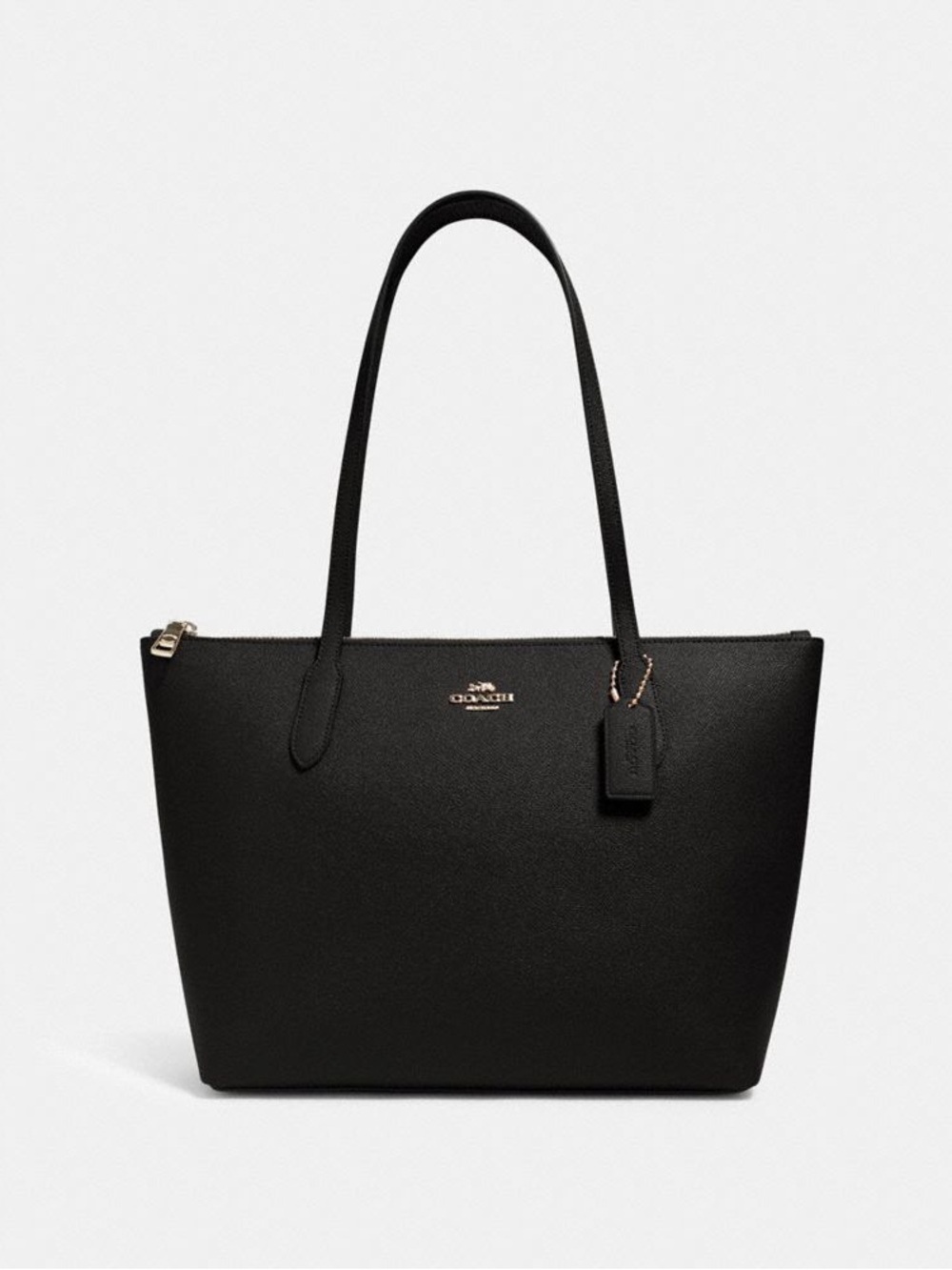 Coach Black Leather Tote with Gold Logo and Hardware